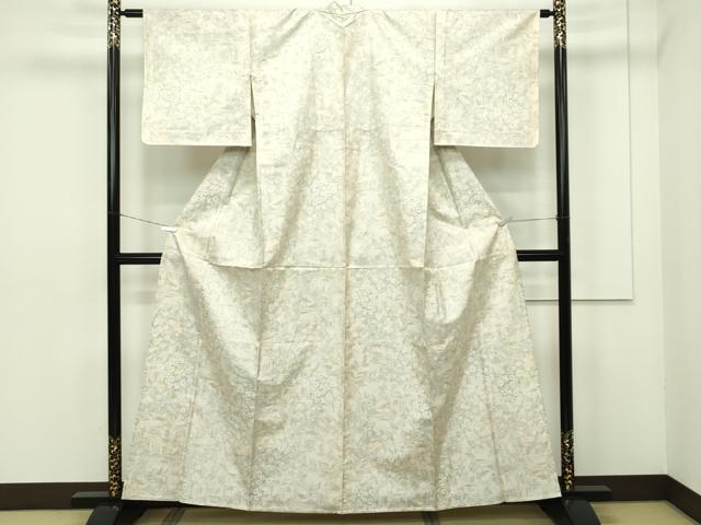 平和屋本店■極上　本場大島紬　白大島　単衣　草花文　逸品　未使用　CZAA2013s5