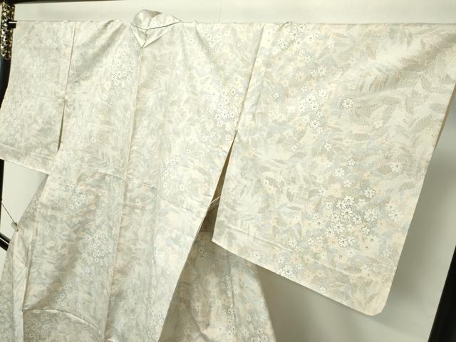 平和屋本店■極上　本場大島紬　白大島　単衣　草花文　逸品　未使用　CZAA2013s5