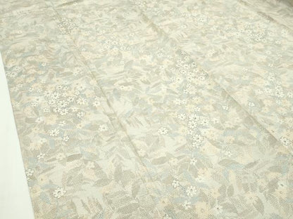 平和屋本店■極上　本場大島紬　白大島　単衣　草花文　逸品　未使用　CZAA2013s5