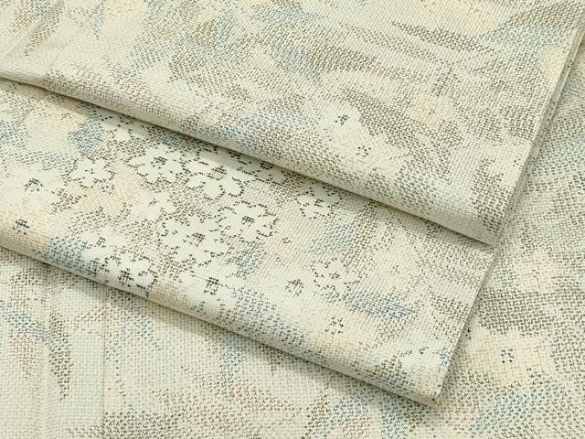 平和屋本店■極上　本場大島紬　白大島　単衣　草花文　逸品　未使用　CZAA2013s5