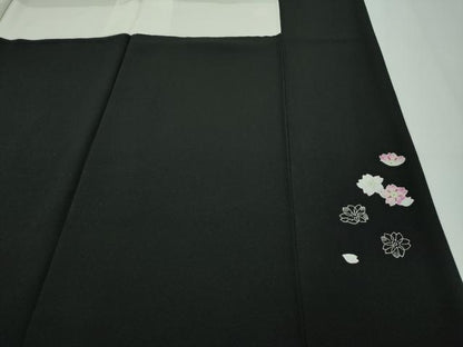 平和屋本店■極上　本加賀友禅作家　山田武志　訪問着　誰が袖舞花文　黒地　証紙付き　逸品　CZAA2014s5