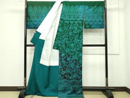 平和屋本店■極上　前田仁仙　仁仙更紗　石川県指定無形文化財　牛首紬　白山工房　手織り　訪問着　証紙付き　逸品　未使用　CZAA2017s5