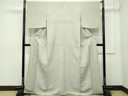 平和屋本店●極上　銀座きしや　小紋　吹寄せ文　金彩　鬼しぼ縮緬　白橡色地　たとう紙付き　逸品　未使用　CZAA2049s5