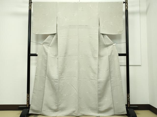 平和屋本店●極上　銀座きしや　小紋　吹寄せ文　金彩　鬼しぼ縮緬　白橡色地　たとう紙付き　逸品　未使用　CZAA2049s5