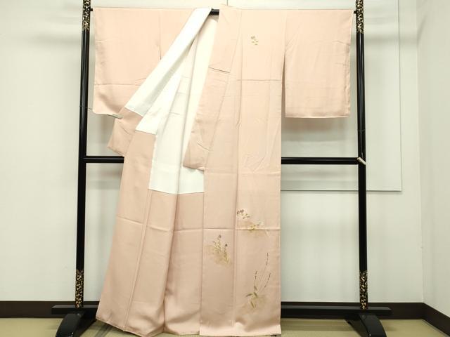 平和屋本店■極上　福田喜三郎の娘　京縫　下司喜三子　訪問着　草花文　金彩　一斤染色地　逸品　CZAA2066s5