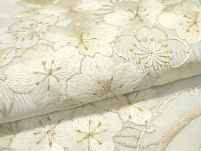 平和屋本店■極上　訪問着　総手刺繍　相良刺繍　枝桜　暈し染め　金糸　白藤色地　反端付き　逸品　未使用　CZAA2071s5