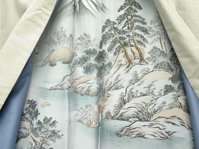 平和屋本店○極上 男性 本場大島紬 白大島 アンサンブル 100亀甲 総