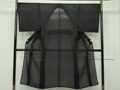 平和屋本店＊極上 男性 夏物 色無地 紋紗 黒紅色 逸品 CZAA2078s5