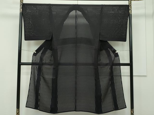 平和屋本店＊極上 男性 夏物 色無地 紋紗 黒紅色 逸品 CZAA2078s5