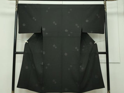 平和屋着物■極上　男性　小紋　単衣　北斎模様　黒地　逸品　CZAA3096s5