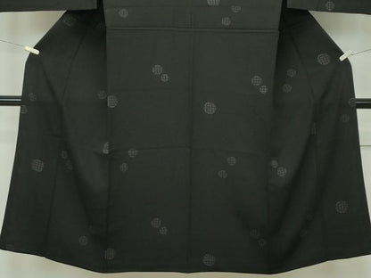 平和屋着物■極上　男性　小紋　単衣　北斎模様　黒地　逸品　CZAA3096s5