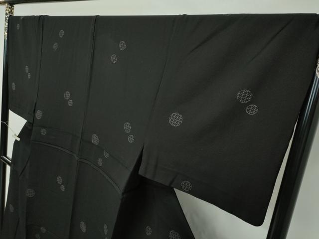 平和屋着物■極上　男性　小紋　単衣　北斎模様　黒地　逸品　CZAA3096s5