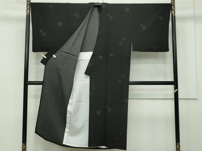 平和屋着物■極上　男性　小紋　単衣　北斎模様　黒地　逸品　CZAA3096s5