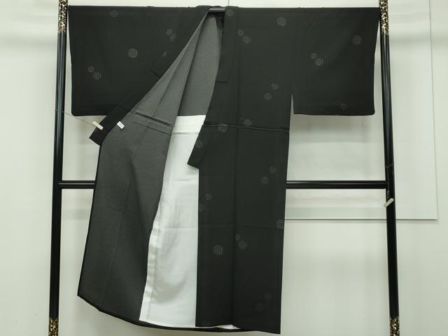 平和屋着物■極上　男性　小紋　単衣　北斎模様　黒地　逸品　CZAA3096s5