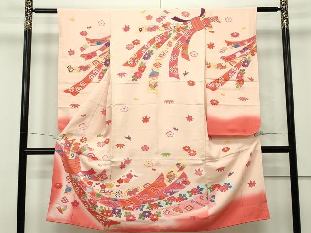 平和屋本店■極上　七五三　女の子　7歳　祝着　作家物　束ね熨斗宝尽くし花文　逸品　未使用　CZAA2080s5