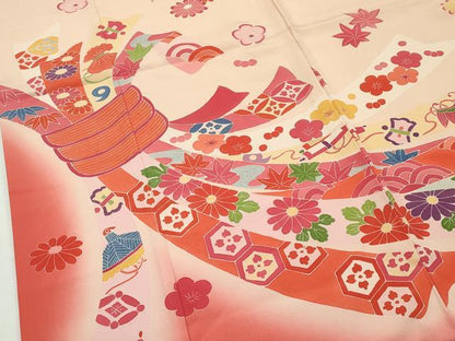 平和屋本店■極上　七五三　女の子　7歳　祝着　作家物　束ね熨斗宝尽くし花文　逸品　未使用　CZAA2080s5