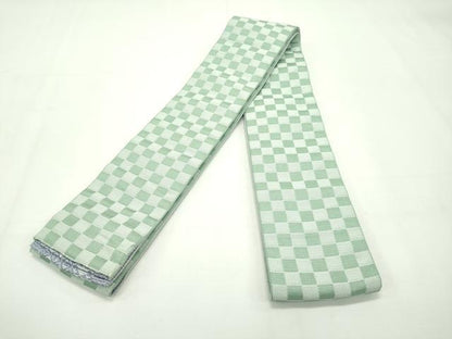 平和屋本店●極上 男性 両面 角帯 菱吉祥文 市松文様 逸品 未使用 CZAA2082s5