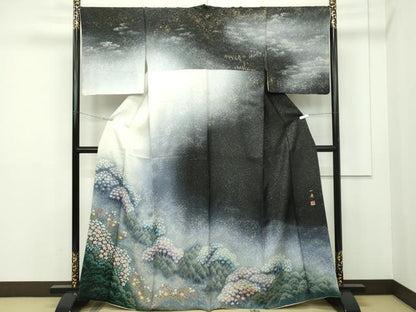 平和屋本店●極上 吉乃一廉 幻の辻が花 訪問着 草花文 暈し染め 銀通し地 ほていや扱い 逸品 CZAA2104s5