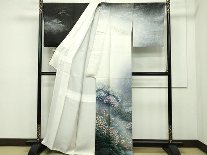 平和屋本店●極上 吉乃一廉 幻の辻が花 訪問着 草花文 暈し染め 銀通し地 ほていや扱い 逸品 CZAA2104s5