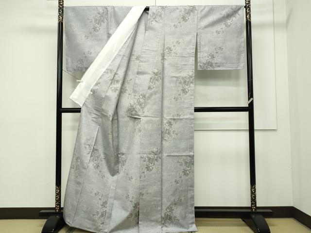 平和屋本店■極上　都喜ヱ門　本場大島紬・長襦袢セット　白大島　単衣　7マルキ　白き花に歌う　藤絹織物謹製　証紙付　逸品　CZAA2105s5