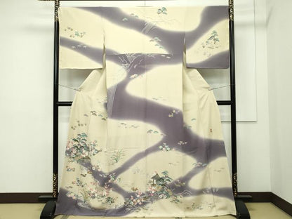 平和屋本店●極上 十日町 加賀草木友禅の第一人者 田村哲彦 訪問着 風景文 暈し染め 逸品 未使用 CZAA2108s5