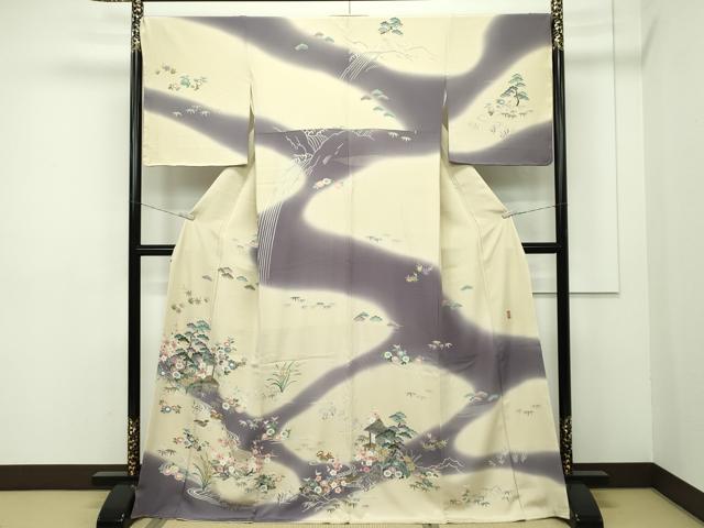 平和屋本店●極上 十日町 加賀草木友禅の第一人者 田村哲彦 訪問着 風景文 暈し染め 逸品 未使用 CZAA2108s5