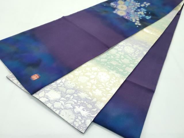 平和屋本店●最高級 二代目 久保田一竹 幻の辻が花 両面 太鼓柄 京袋帯 鬼しぼ縮緬 逸品 未使用 CZAA2129s5