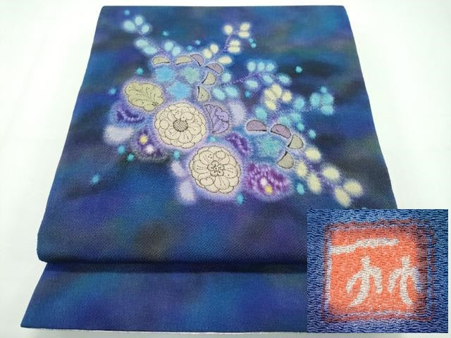 平和屋本店●最高級 二代目 久保田一竹 幻の辻が花 両面 太鼓柄 京袋帯 鬼しぼ縮緬 逸品 未使用 CZAA2129s5