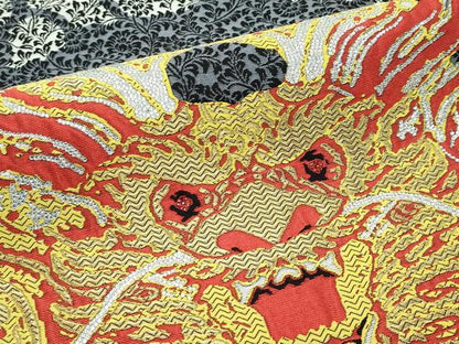 平和屋本店●極上 SALAMU サラム 藤井勝比琥 両面 太鼓柄袋帯 龍 ラインストーン 逸品 未使用 CZAA2131s5