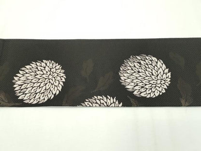 平和屋本店■極上　本場筑前博多織　博多金ラベル　八寸名古屋帯　くるり　菊　金糸　証紙付き　逸品　未使用　CZAA2141s5