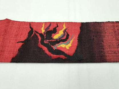 平和屋本店■極上　芸術家　岡本太郎　じゅらく謹製　八寸名古屋帯　紬地　タツノオトシゴ　銀糸　証紙付き　逸品　未使用　CZAA2143s5