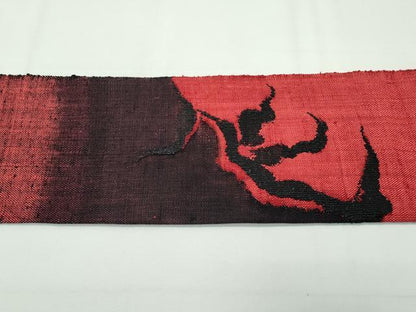 平和屋本店■極上　芸術家　岡本太郎　じゅらく謹製　八寸名古屋帯　紬地　タツノオトシゴ　銀糸　証紙付き　逸品　未使用　CZAA2143s5