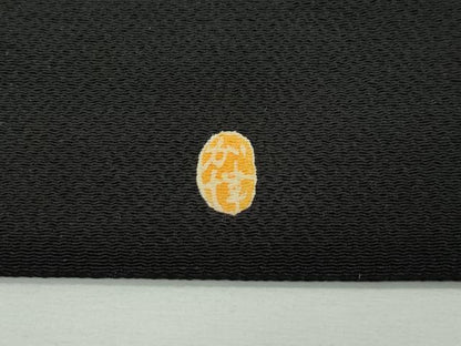 平和屋本店■極上　本加賀友禅作家　奥田勝将　九寸名古屋帯　枝花文　黒地　鬼しぼ縮緬　逸品　未使用　CZAA2146s5