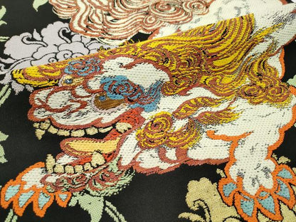 平和屋本店■最高級　龍村平蔵製　六通柄　本袋帯　唐織　雄飛錦　黒地　金銀糸　逸品　CZAA2153s5