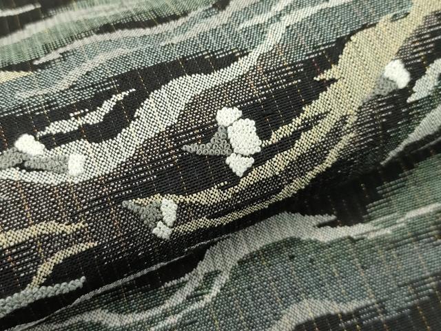 平和屋本店●極上 中国人間国宝 将雪英 太鼓柄袋帯 相良刺繍 バレリーナ 黒地 逸品 未使用 CZAA2159s5