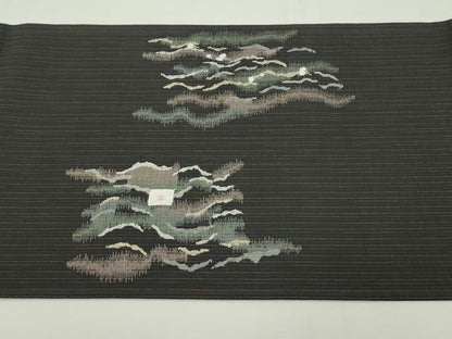 平和屋本店●極上 中国人間国宝 将雪英 太鼓柄袋帯 相良刺繍 バレリーナ 黒地 逸品 未使用 CZAA2159s5