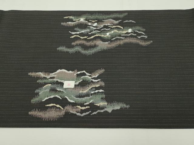 平和屋本店●極上 中国人間国宝 将雪英 太鼓柄袋帯 相良刺繍 バレリーナ 黒地 逸品 未使用 CZAA2159s5