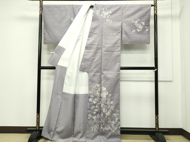 平和屋本店●極上 石川県指定無形文化財 牛首紬 白山工房 手織り 訪問着 作家物 刺繍 葡萄蔦の葉文 証紙付き 逸品 未使用 CZAA2168s5