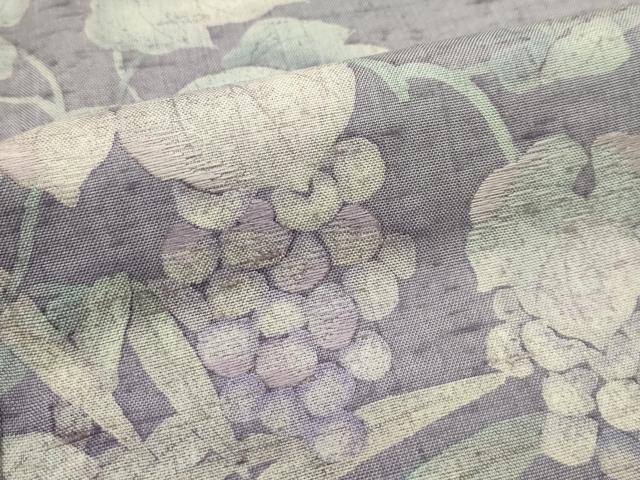 平和屋本店●極上 石川県指定無形文化財 牛首紬 白山工房 手織り 訪問着 作家物 刺繍 葡萄蔦の葉文 証紙付き 逸品 未使用 CZAA2168s5