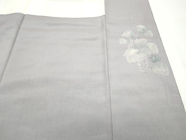 平和屋本店●極上 石川県指定無形文化財 牛首紬 白山工房 手織り 訪問着 作家物 刺繍 葡萄蔦の葉文 証紙付き 逸品 未使用 CZAA2168s5