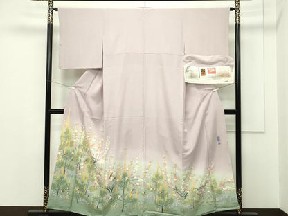 平和屋本店●極上 本加賀友禅作家 百貫華峰 色留袖 小石に松 暈し染め 薄柿色地 証紙付き 逸品 CZAA2169s5