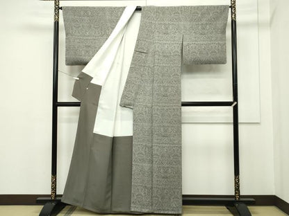 平和屋本店●極上 工芸染匠 初代 渡辺謙三 銀座きしや 小紋 更紗花鳥文 樺茶色地 反端付き 逸品 未使用 CZAA2172s5