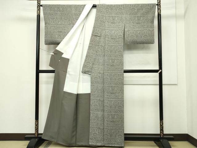 平和屋本店●極上 工芸染匠 初代 渡辺謙三 銀座きしや 小紋 更紗花鳥文 樺茶色地 反端付き 逸品 未使用 CZAA2172s5