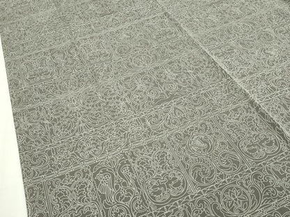 平和屋本店●極上 工芸染匠 初代 渡辺謙三 銀座きしや 小紋 更紗花鳥文 樺茶色地 反端付き 逸品 未使用 CZAA2172s5