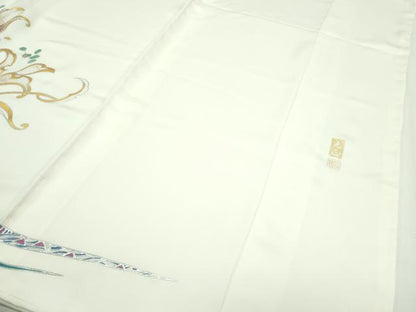 平和屋本店■希少　金彩友禅　卓越技能者・名工・和田光正　振袖　仮絵羽　草花文　暈し染め　金銀彩　逸品　未使用　CZAA2186s5