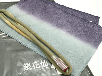 平和屋本店●京都の名門ブランド 銀花仙 帯締め・帯揚げセット 蔦の葉地紋 逸品 未使用 CZAA2187s5