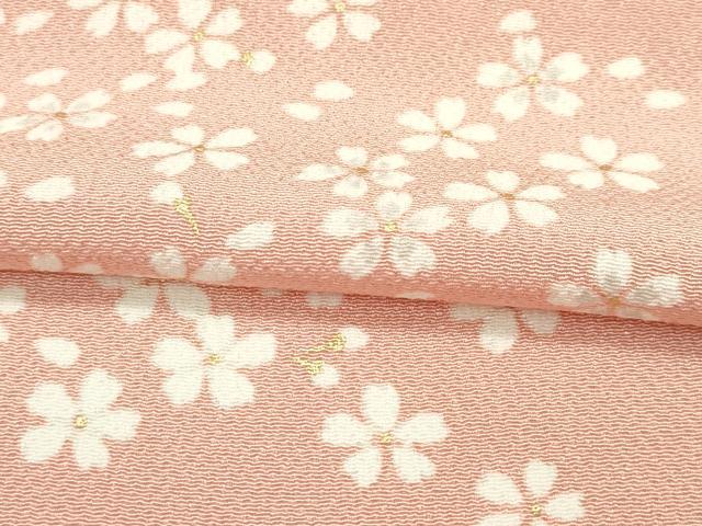 平和屋本店■極上　創業460年・千總　小紋　反物　着尺　舞花文　金彩　曙色地　逸品　未使用　CZAA2188s5