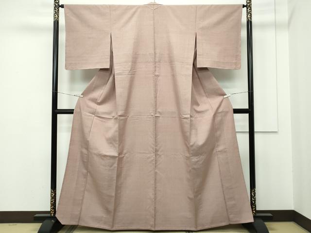平和屋本店▽極上 結城紬 単衣 奥順謹製 はたおり娘 色無地 梅染色 証紙付き 逸品 未使用 CZAA2195s5