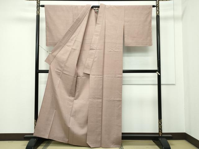 平和屋本店▽極上 結城紬 単衣 奥順謹製 はたおり娘 色無地 梅染色 証紙付き 逸品 未使用 CZAA2195s5