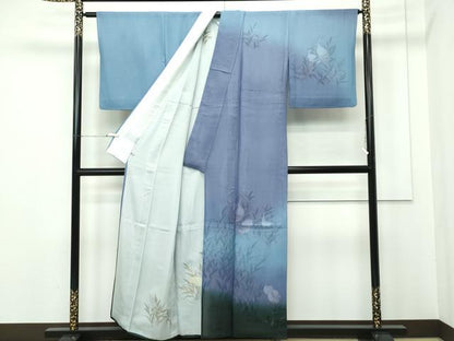 平和屋本店■極上　無双　紗袷　紗×絽　訪問着　鷺　暈し染め　金彩　さが美扱い　逸品　CZAA2197s5